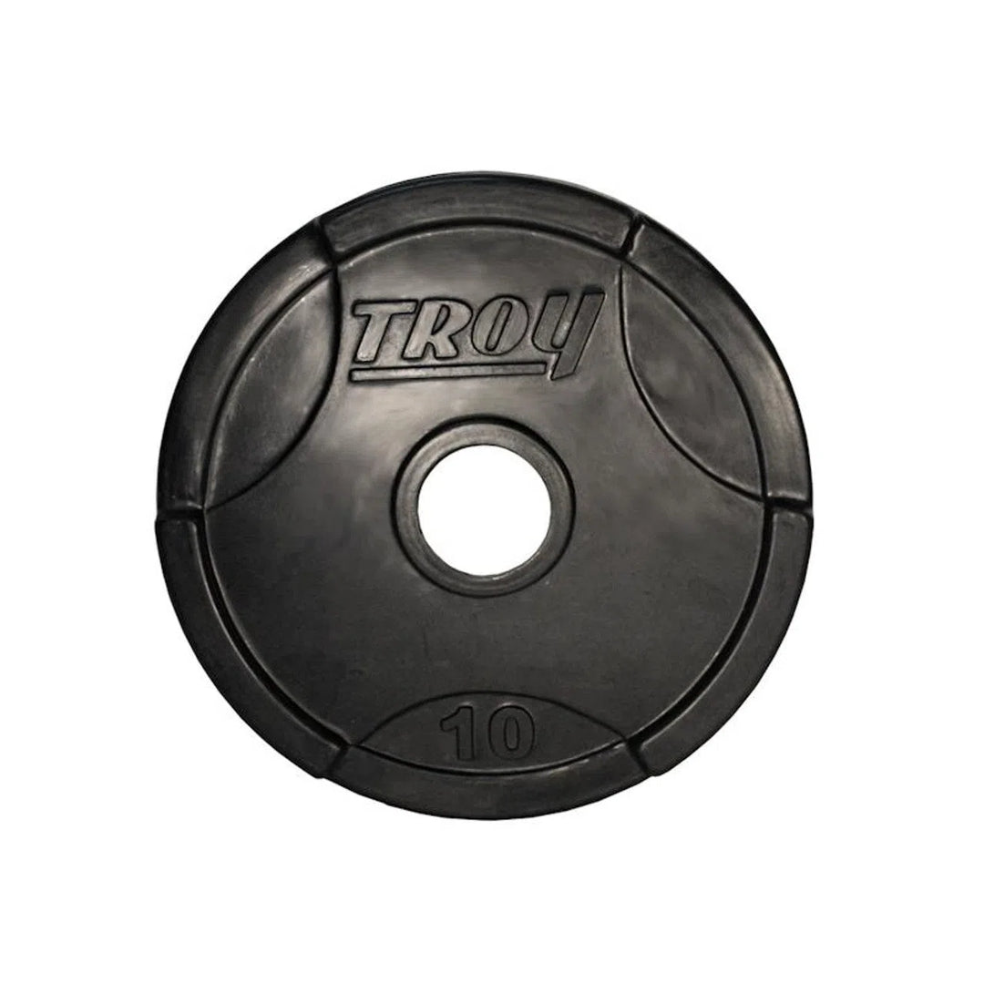 A 10 lb Troy Barbell Rubber Olympic Weight Plate GO-255R