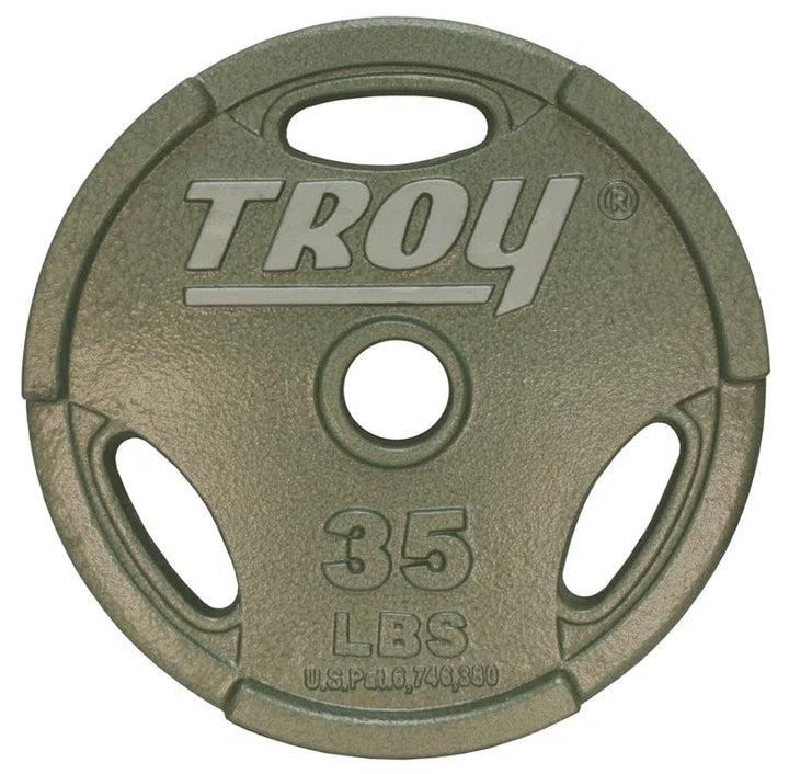 A 35 lb Troy Cast Iron Olympic Weight Plate GO-255