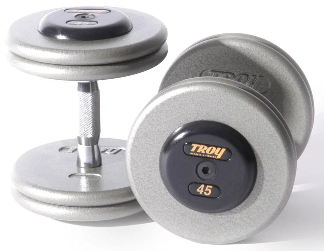 Troy Barbell Gray Pro-Style Dumbbell Set HFD Muscle and Strength Training Solution Healthy and Safe Workout