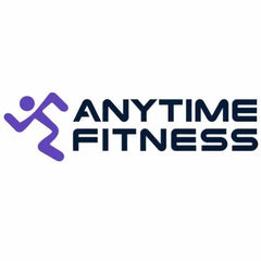 Logo of Anytime Fitness featuring a stylized purple figure in motion next to the text ANYTIME FITNESS in bold, black letters.