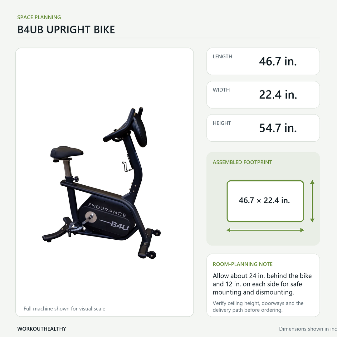 Body-Solid Endurance B4UB dimensions and floor-space planning: 46.7 × 22.4 × 54.7 inches