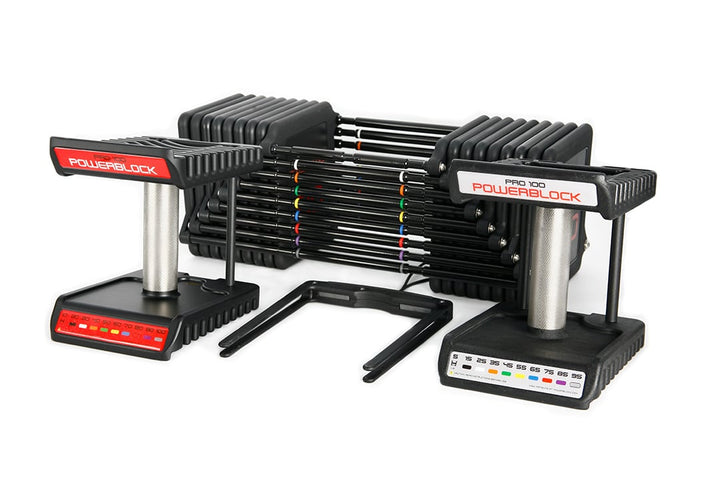 What is in the box with the Commercial Pro 100: knurled stainless steel handles, urethane coated weight plates and the commercial grade magnetic selector pin