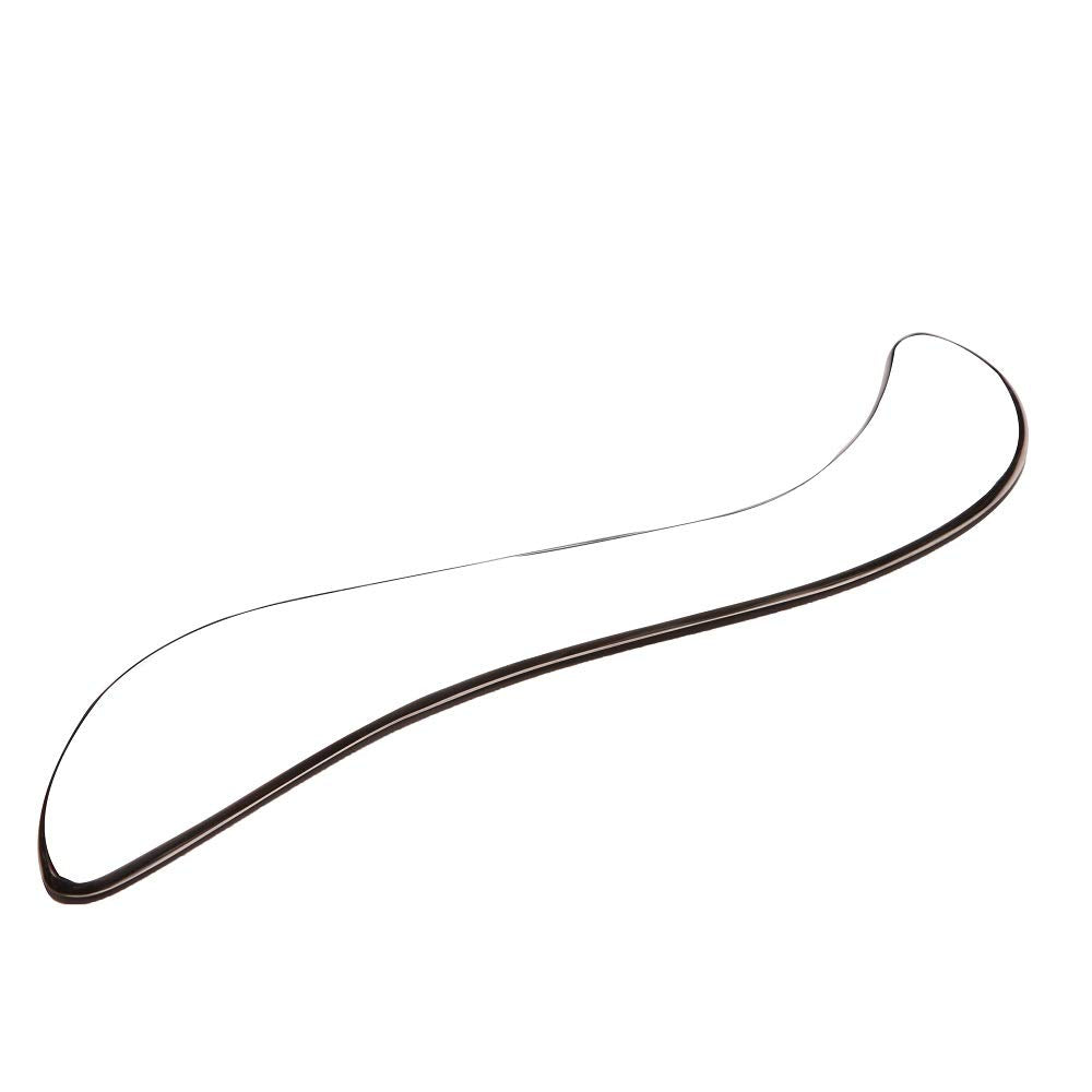 A clear, curved French curve drafting tool with a smooth, elongated S-shape, used for drawing curves in technical and artistic designs.