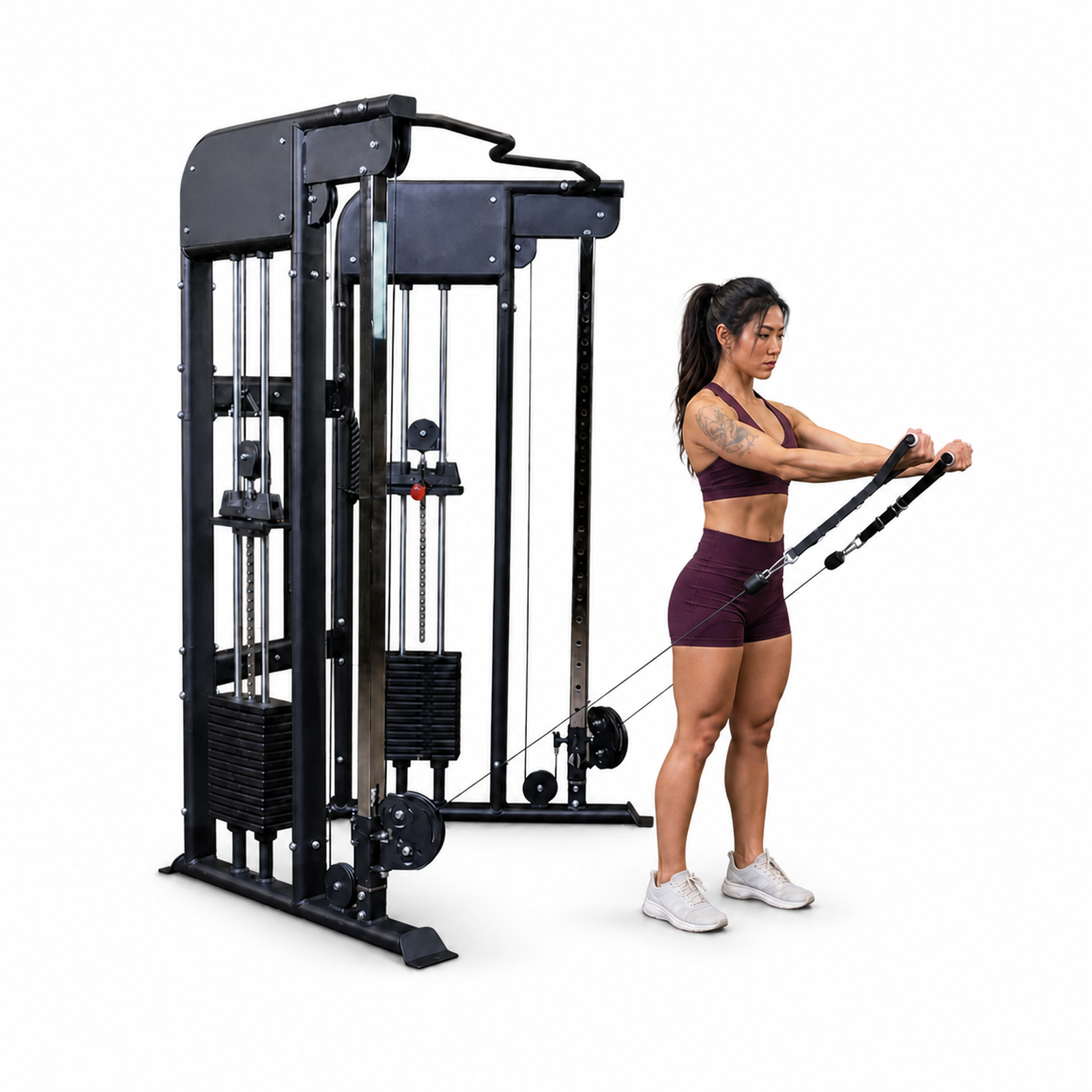 Body-Solid GFT100 functional trainer with athlete on a clean white background