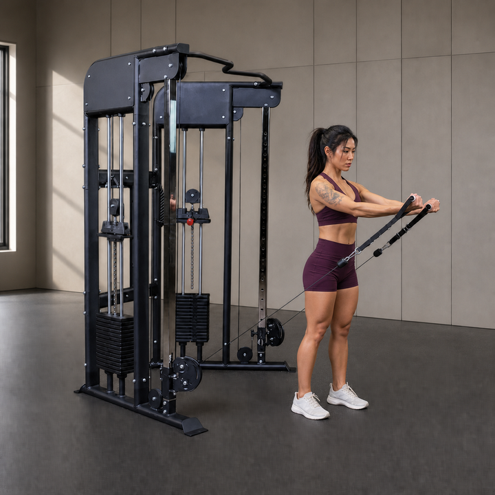 Body-Solid GFT100 functional trainer with athlete training in a premium studio