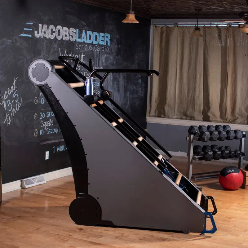 jacobs ladder x home climbing machine on wood floor