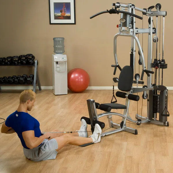 man seated low row workout on Powerline P2X Universal Home Gym