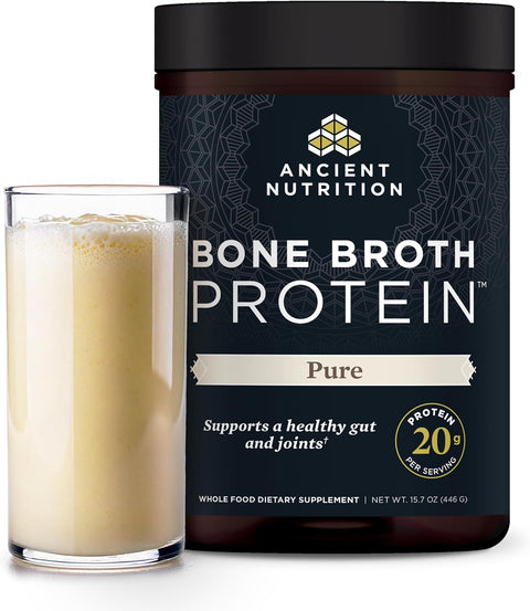 Ancient Nutrition Pure bone broth protein powder tub
