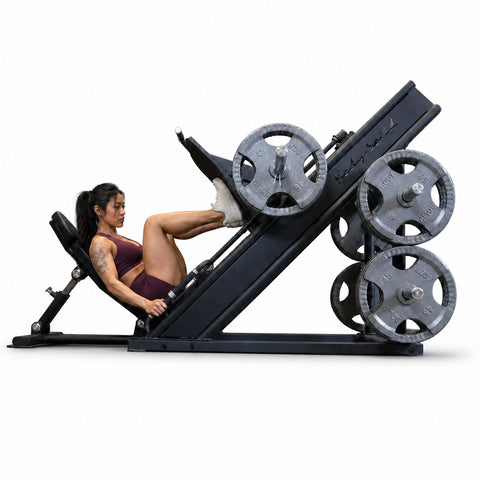 Body-Solid Pro ClubLine SGLP500 leg press with athlete on a clean white background