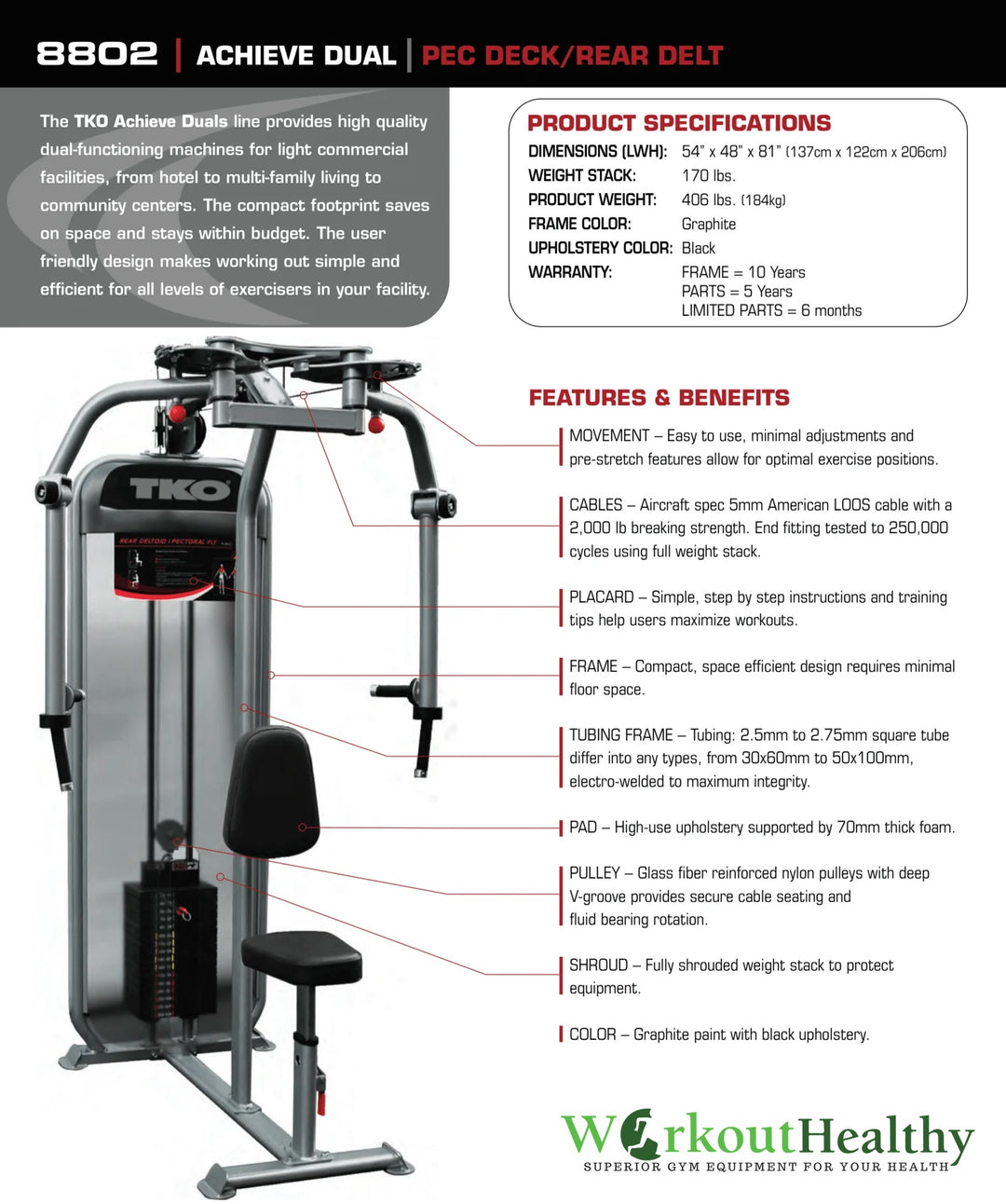 TKO Strength Dual Peck Deck and Rear Delt Fly (8802)